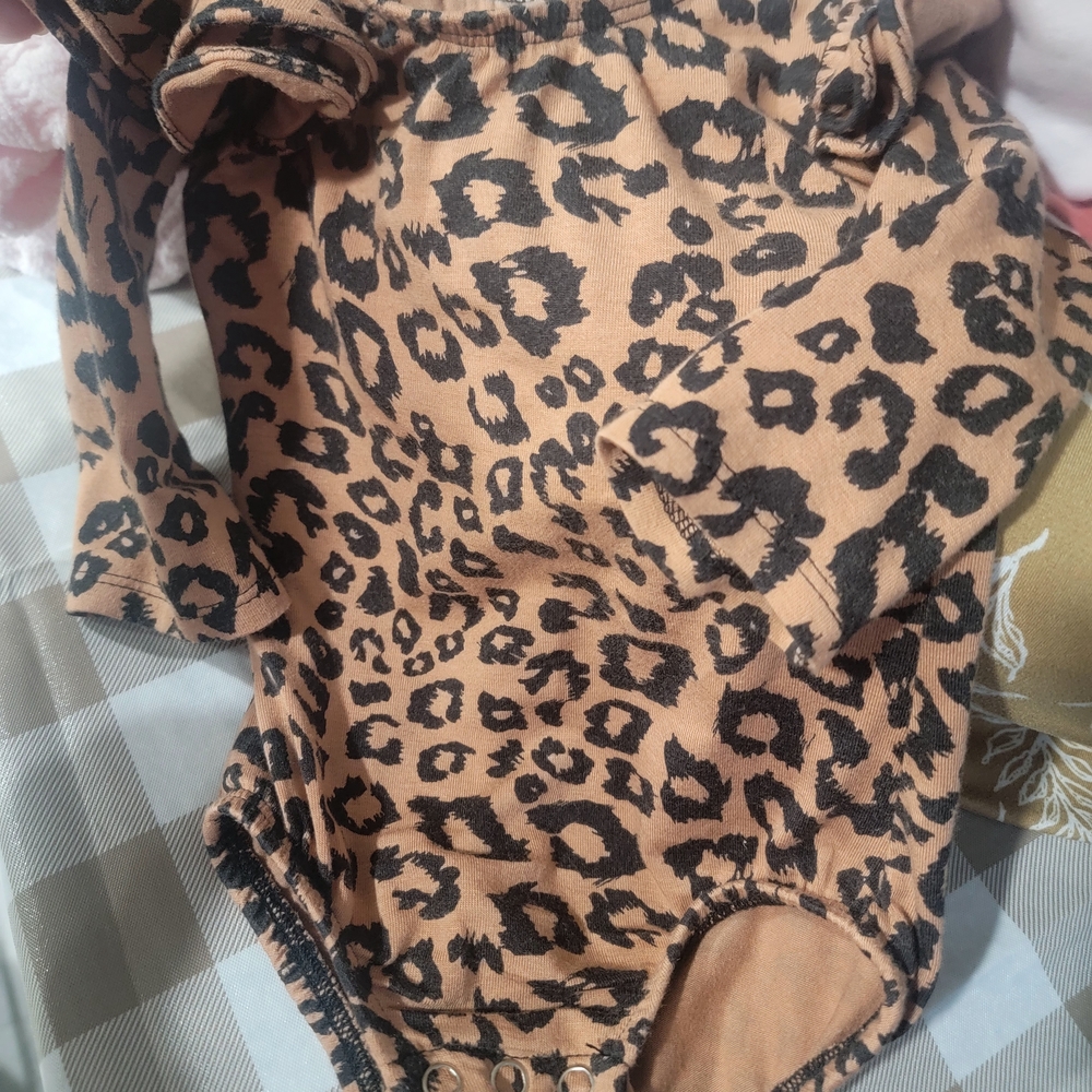 Tribe of Three Leopard Print Baby Onesie